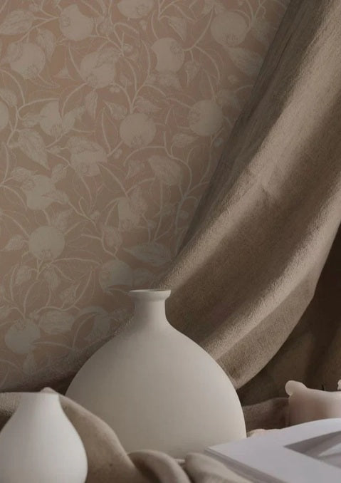 Summer Gray pomegranate granaatappel behang voor de kinderkamer en babykamer Dusty peach lichtroze