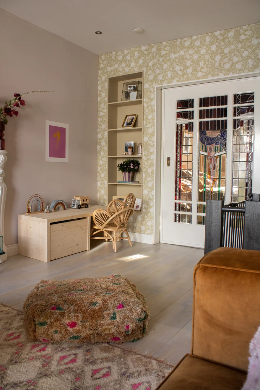 Summer Gray pomegranate granaatappel behang voor de kinderkamer en babykamer Gold Geel Goud