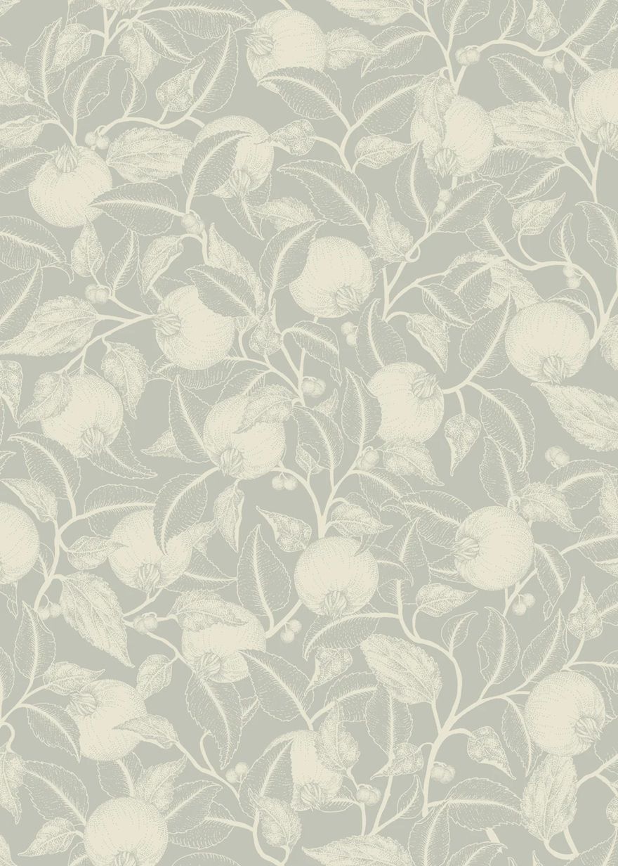 Summer Gray pomegranate granaatappel behang voor de kinderkamer en babykamer Grey lichtgrijs