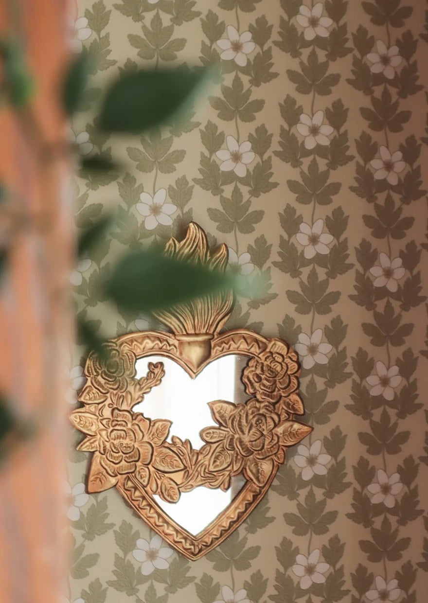 Summer Gray Wood Anemone beige bloemen behang voor de meisjeskamer of babykamer beige