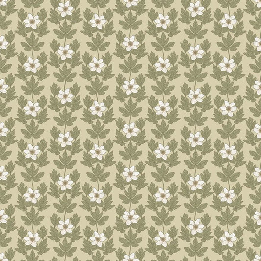 Summer Gray Wood Anemone beige bloemen behang voor de meisjeskamer of babykamer beige
