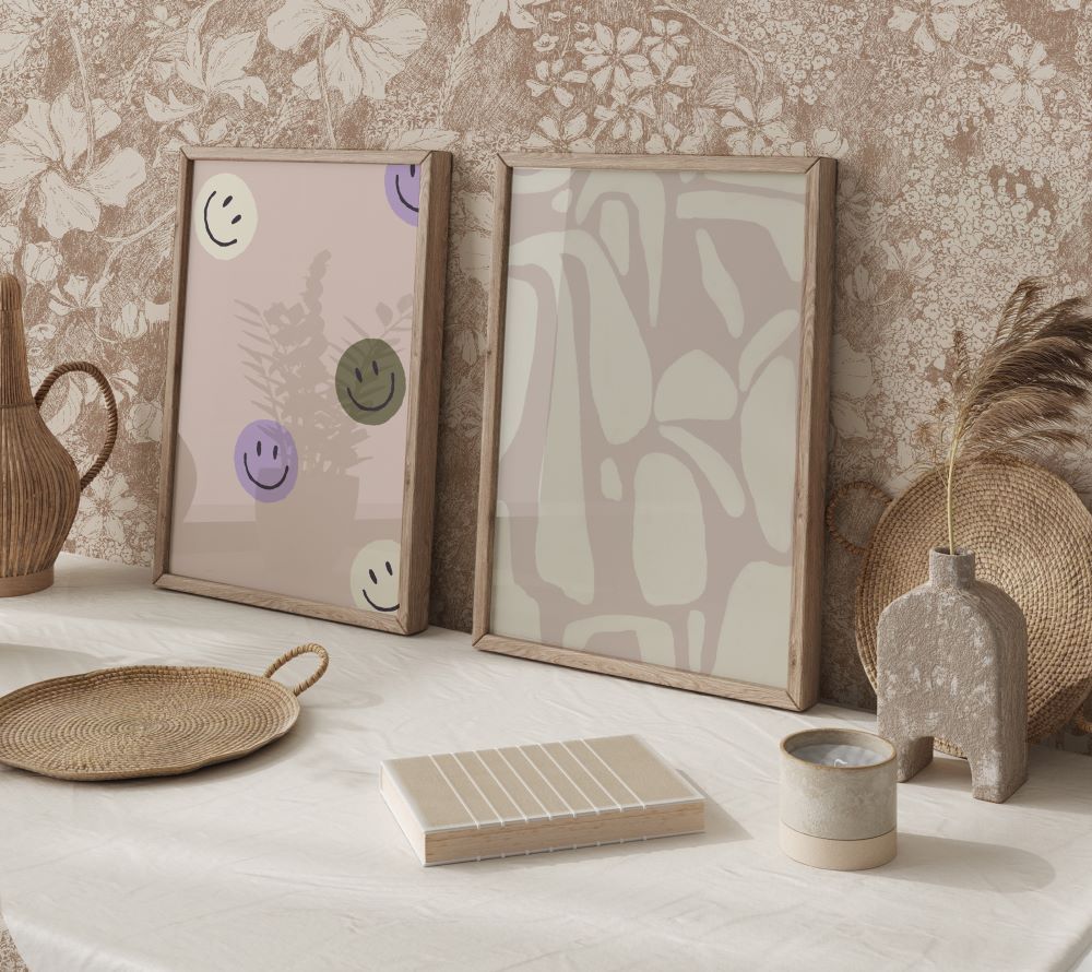 Annet Weelink bloemen behang beige