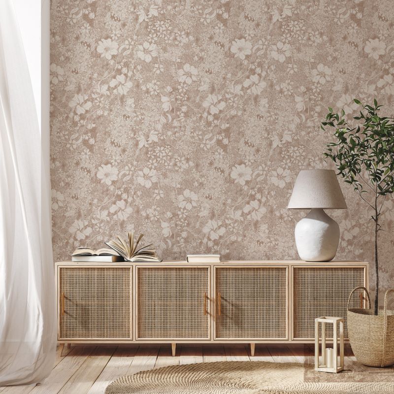 Annet Weelink bloemen behang beige