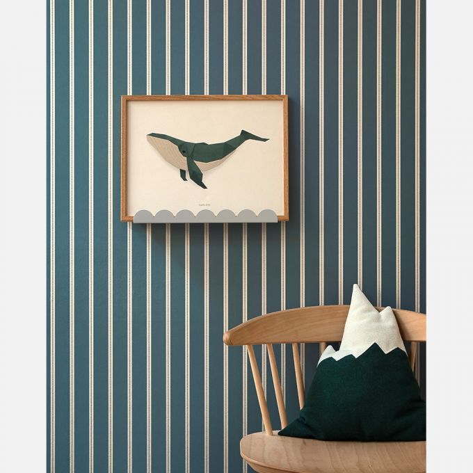 Studio Ditte Lintjes strepen behang voor de kinderkamer en babykamer denim blauw