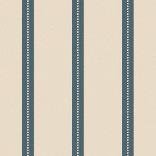 Studio Ditte Lintjes strepen behang voor de kinderkamer en babykamer denim blauw op creme