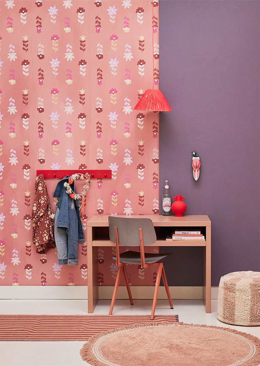 Bibelotte Bohemian behang roze meisjeskamer