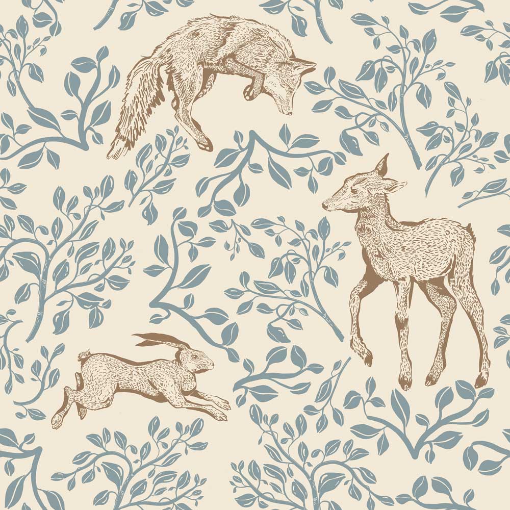 Dekornik bosdieren behang voor de kinderkamer Forest animals and fairytale beige
