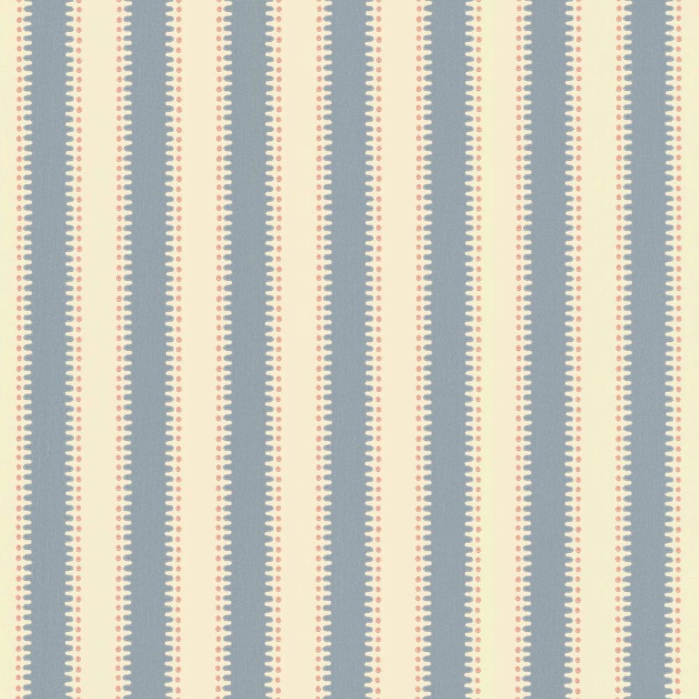 Langelid von Bromssen Jagged Stripe Sky Blue gestreept behang met een kartel randje voor de kinderkamer blauw 30-44
