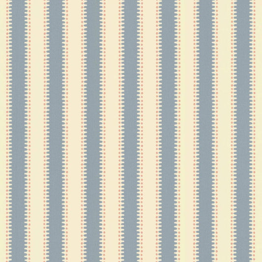 Langelid von Bromssen Jagged Stripe Sky Blue gestreept behang met een kartel randje voor de kinderkamer blauw 30-44