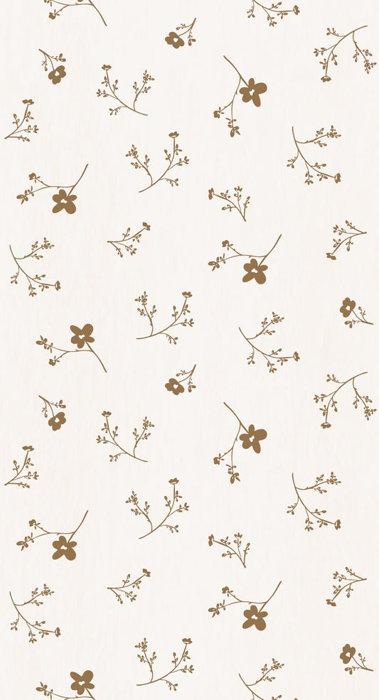 Bibelotte bloemen behang babykamer kinderkamer okergeel
