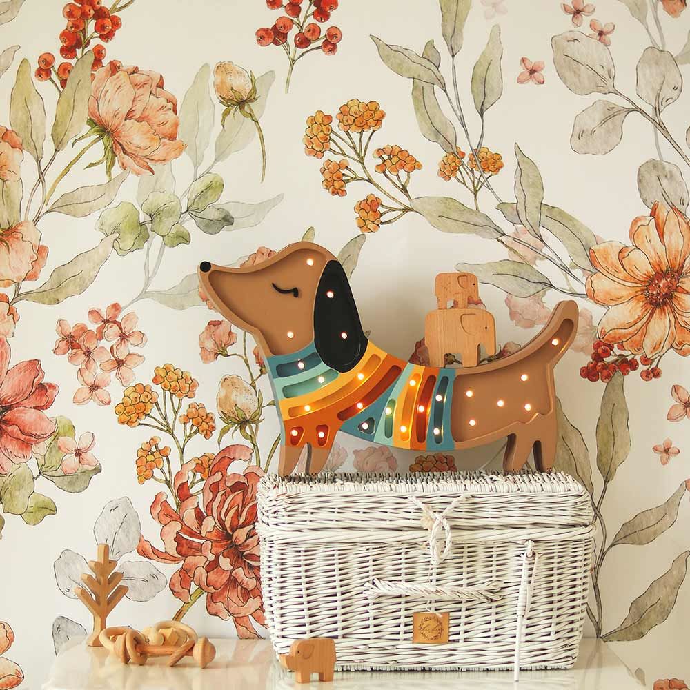 Dekornik bloemen behang meisjeskamer autumn meadow wit