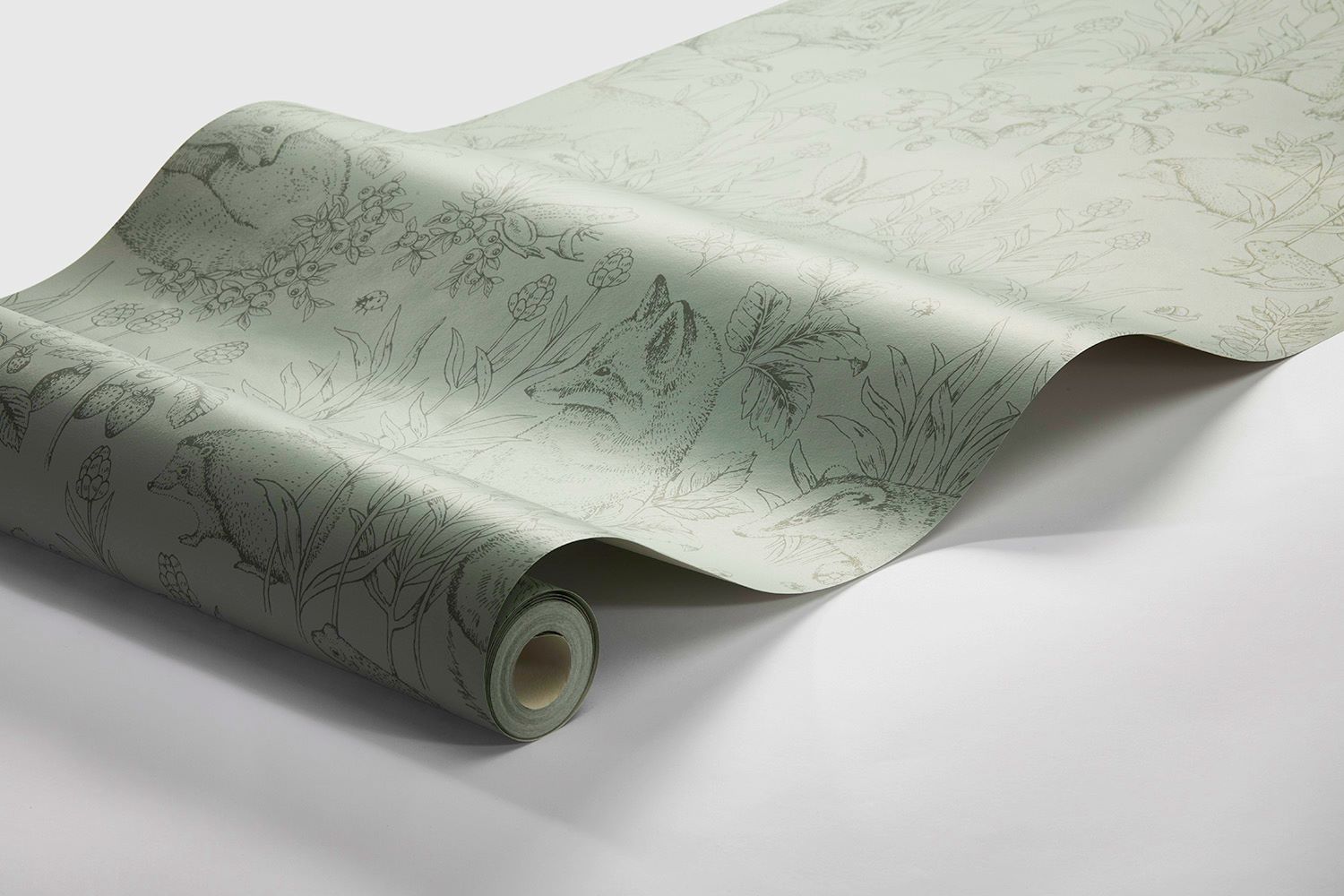 Borastapeter behang voor de kinderkamer met bosdieren groen forest friends