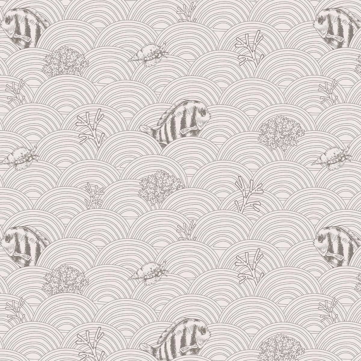 Little Amour kinderbehang fishy waves grijs