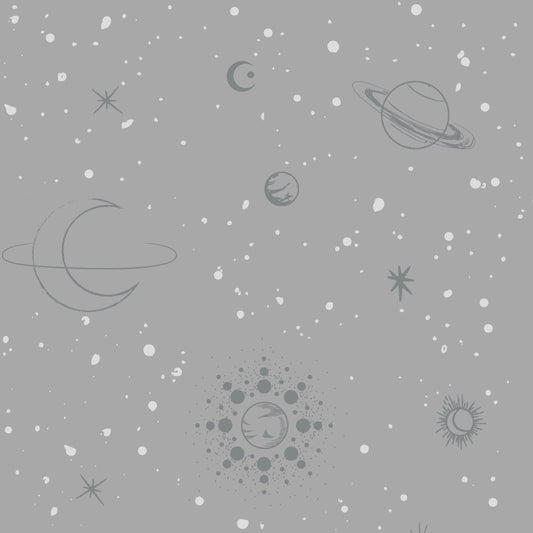 Little Amour ruimte behang space stars grijs
