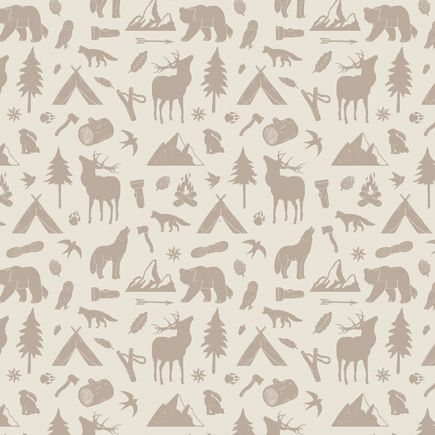 Little Amour behang met bosdieren naturel beige