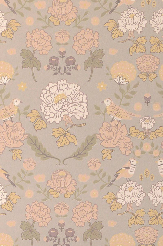Majvillan behang meisjeskamer Bloemen June Grijs