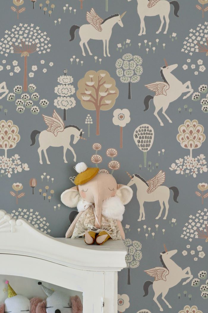 Majvillan True Unicorns behang voor de meisjeskamer blauw