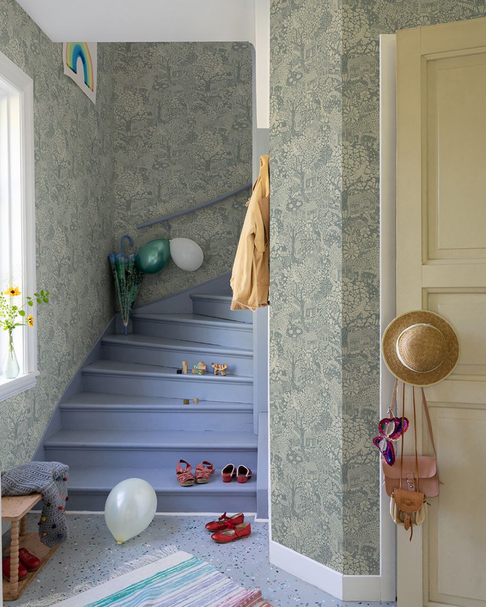 Midbec Bygga Bo Behang voor de kinderkamer blauw
