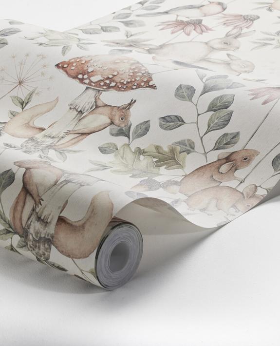 Borastapeter Minou behangprint bosdieren meisjeskamer