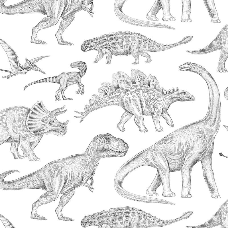 Pastelowe Love Behang Dino's - Wit