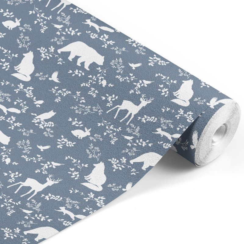 Pastelowe Love kinderbehang bosdieren blauw