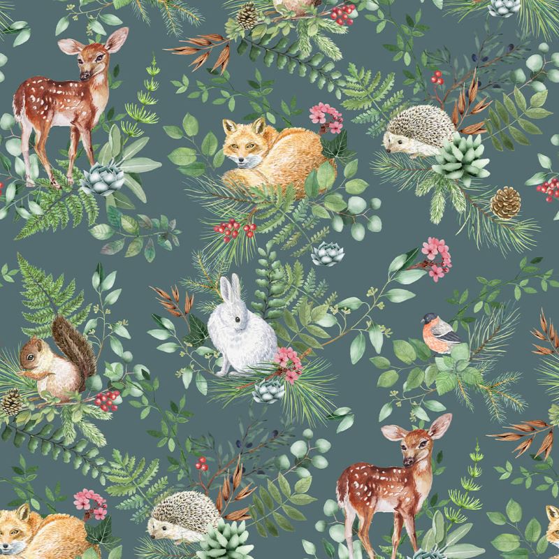 Pastelowe Love kinderbehang bosdieren woodland