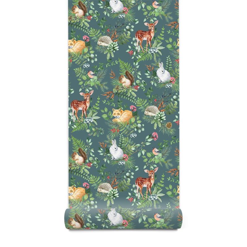 Pastelowe Love kinderbehang bosdieren woodland