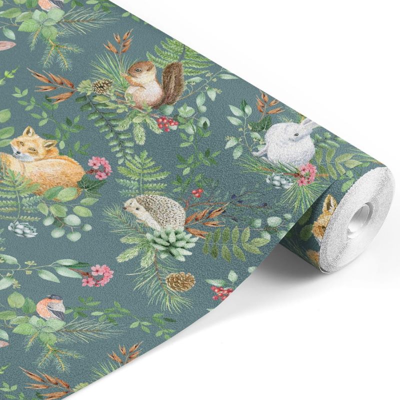 Pastelowe Love kinderbehang bosdieren woodland