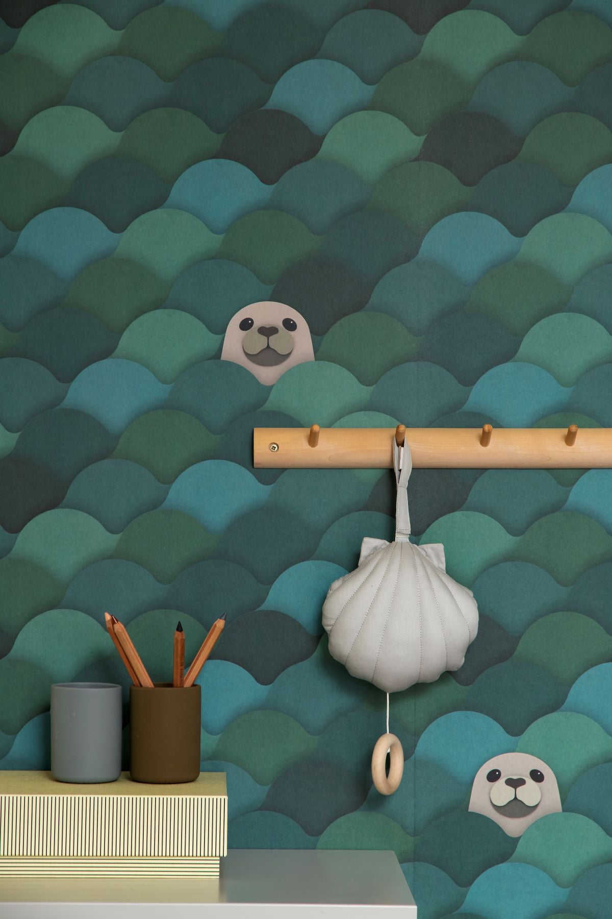 Studio Ditte kinderbehang zeehonden blauw groen