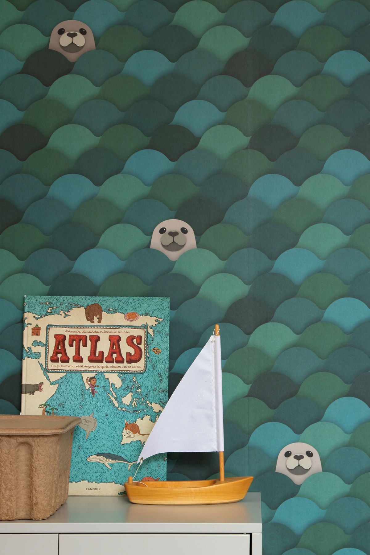 Studio Ditte kinderbehang zeehonden blauw groen