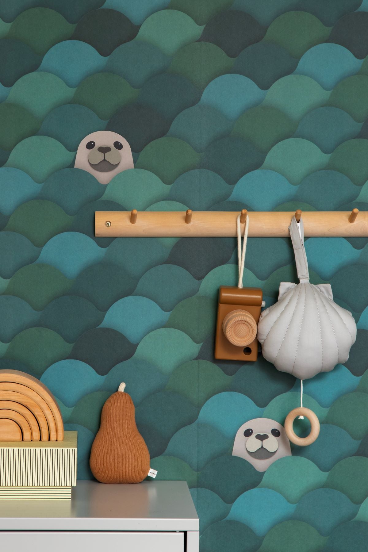 Studio Ditte kinderbehang zeehonden blauw groen