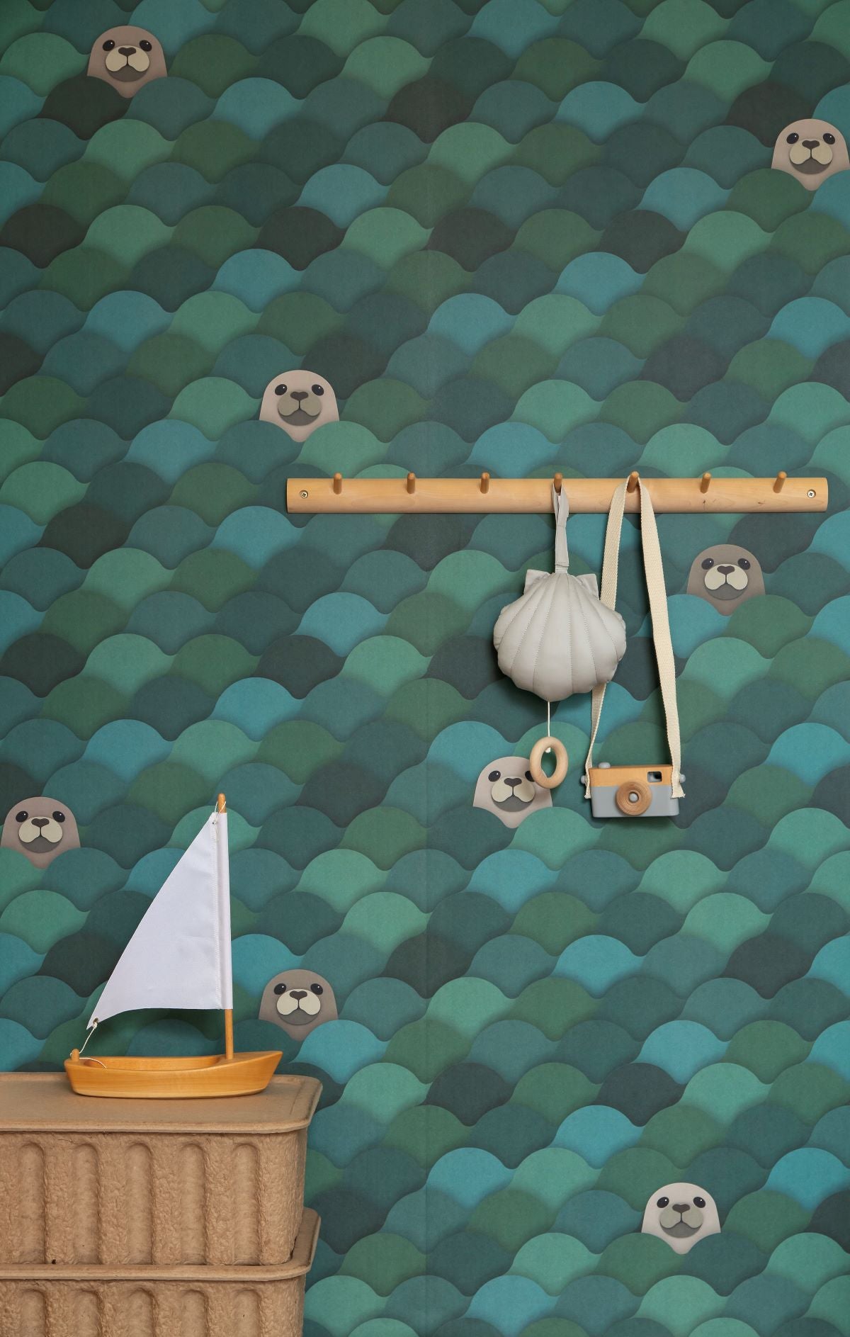 Studio Ditte kinderbehang zeehonden blauw groen