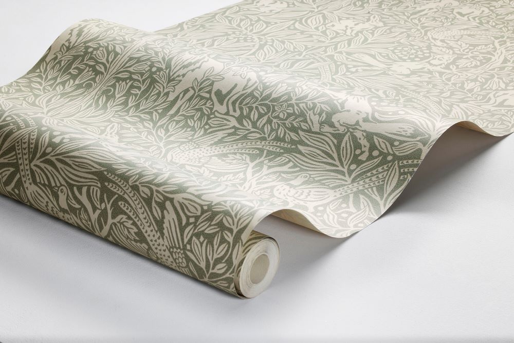 Boråstapeter Under the elder tree - behang voor de kinderkamer bosdieren groen