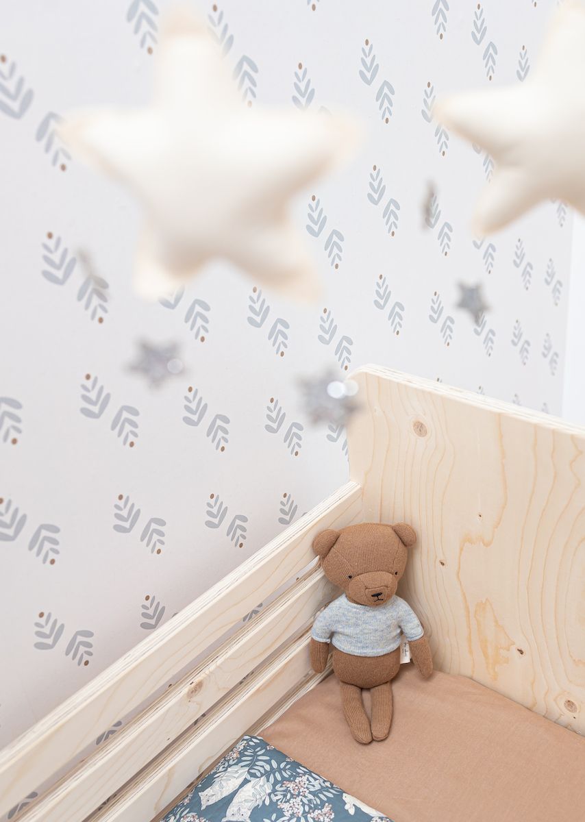 Bibelotte behang neutrale kinderkamer lichtblauw