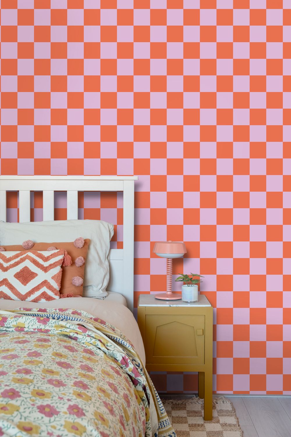 Geblokt behang voor de kinderkamer lila oranje ESTAhome