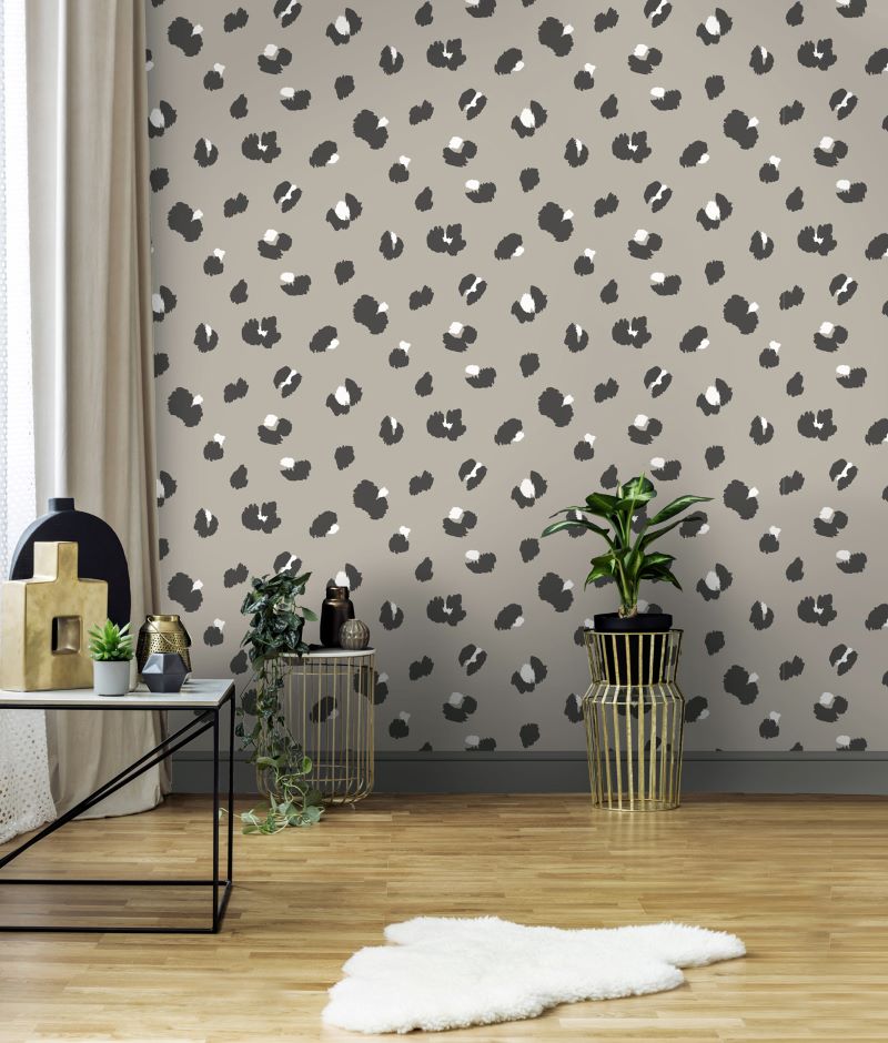 Luipaard behang voor de kinderkamer taupe leopard dutch wallcoverings 13030