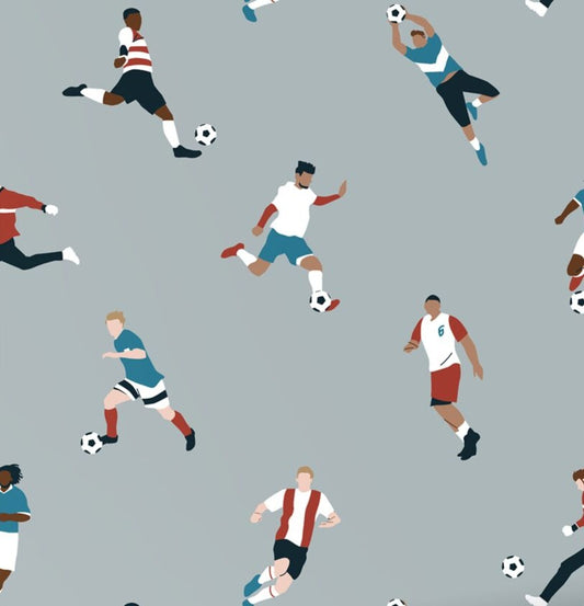 ESTAhome voetbalspelers voetbal behang voor de jongenskamer lichtblauw 131555