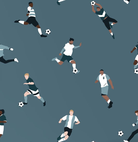 ESTAhome voetbalspelers voetbal behang voor de jongenskamer blauw 131556