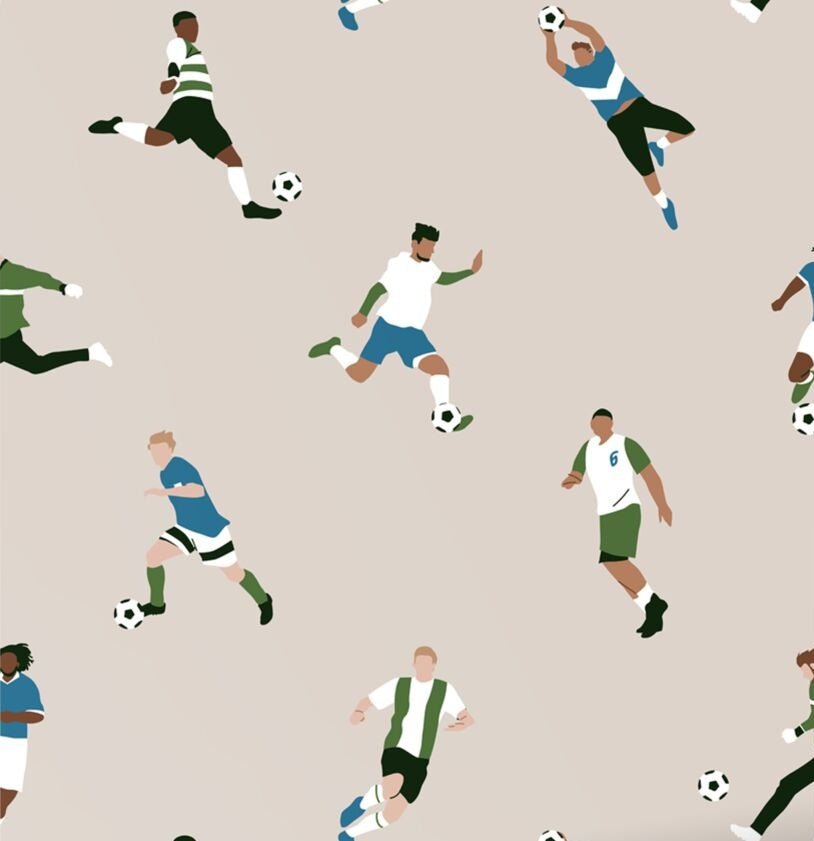 ESTAhome voetbalspelers voetbal behang voor de jongenskamer beige 131557