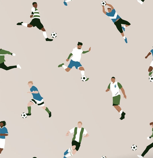 ESTAhome voetbalspelers voetbal behang voor de jongenskamer beige 131557