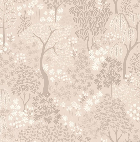 ESTAhome bomen en bloemen behang voor babykamer, meisjeskamer en babykamer beige 131648