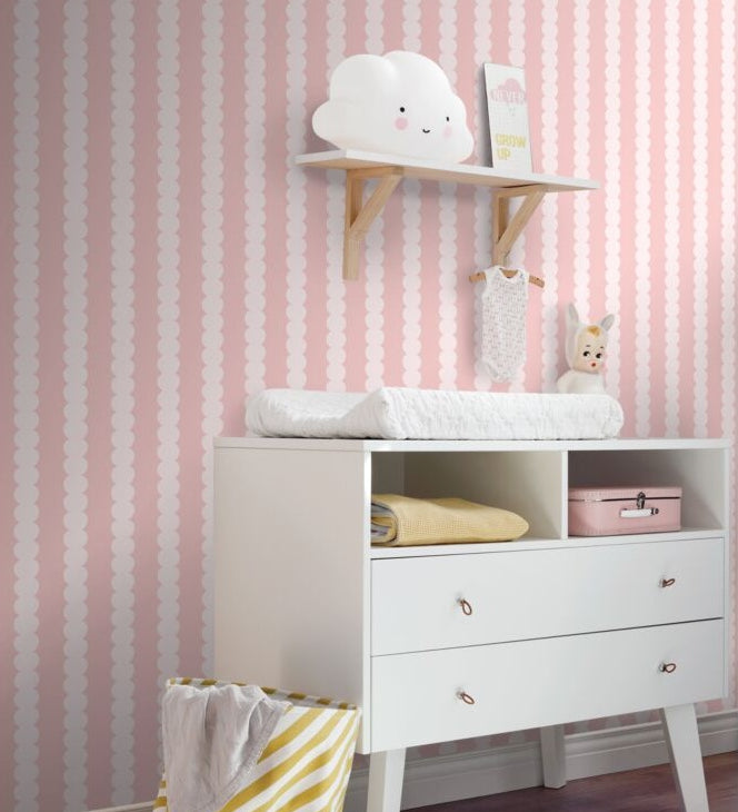 ESTAhome grafische strepen behang voor de kinderkamer meisjeskamer tienerkamer roze pastel 131745