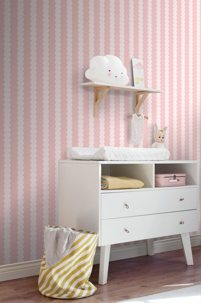 ESTAhome grafische strepen behang voor de kinderkamer meisjeskamer tienerkamer roze pastel 131745
