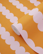 ESTAhome grafische strepen behang voor de kinderkamer meisjeskamer tienerkamer roze oranje 131748