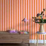 ESTAhome grafische strepen behang voor de kinderkamer meisjeskamer tienerkamer roze oranje 131748