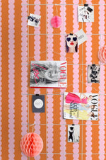 ESTAhome grafische strepen behang voor de kinderkamer meisjeskamer tienerkamer roze oranje 131748