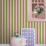 ESTAhome grafische strepen behang voor de kinderkamer meisjeskamer tienerkamer roze en groen 131749