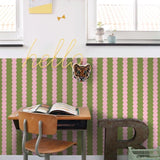 ESTAhome grafische strepen behang voor de kinderkamer meisjeskamer tienerkamer roze en groen 131749