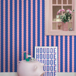 ESTAhome grafische strepen behang voor de kinderkamer meisjeskamer tienerkamer roze blauw 131750