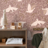 ESTAhome zwanen behang kinderkamer meisjeskamer mauve paars 131858